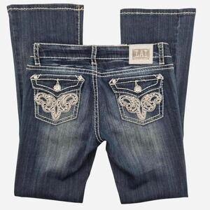 Y2K Western bling bootcut jeans with beige stitching